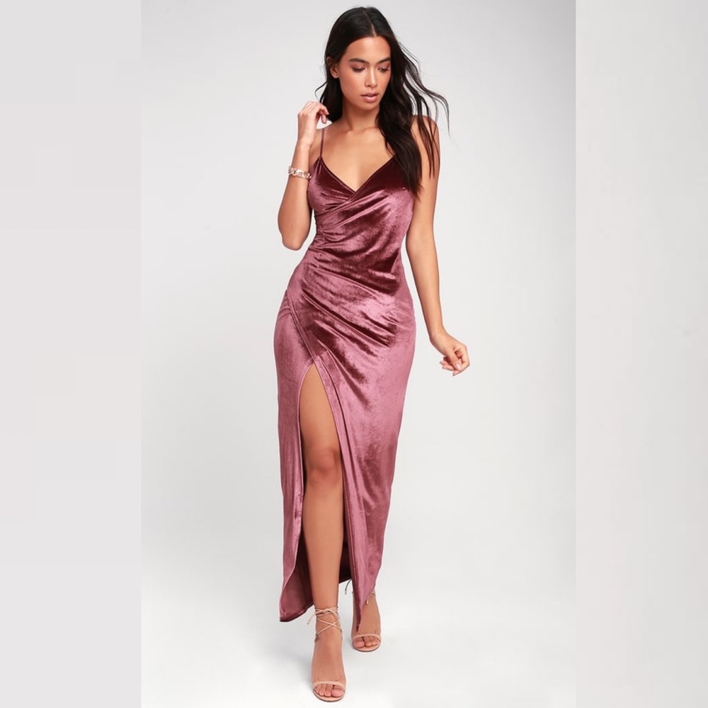 Lulus Mauve Velvet Maxi Dress